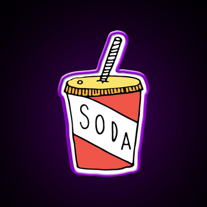 Soda Cup Doodle Fast Food Led Neon Sign For Burger Place Rgb Color - Shineneon