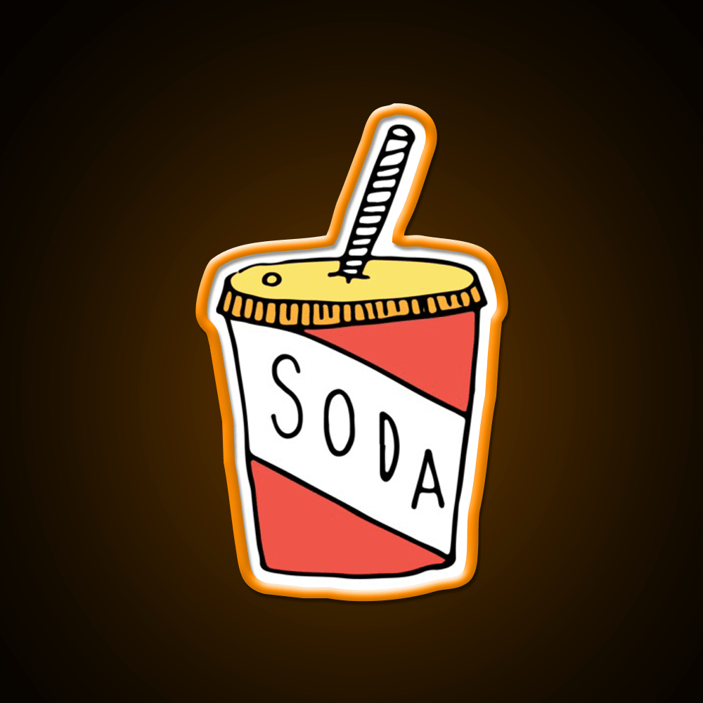 Soda Cup Doodle Fast Food Led Neon Sign For Burger Place Rgb Color - Shineneon