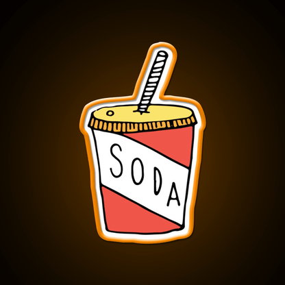 Soda Cup Doodle Fast Food Led Neon Sign For Burger Place Rgb Color - Shineneon