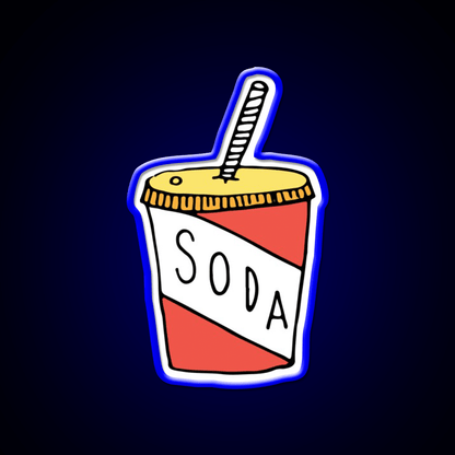Soda Cup Doodle Fast Food Led Neon Sign For Burger Place Rgb Color - Shineneon