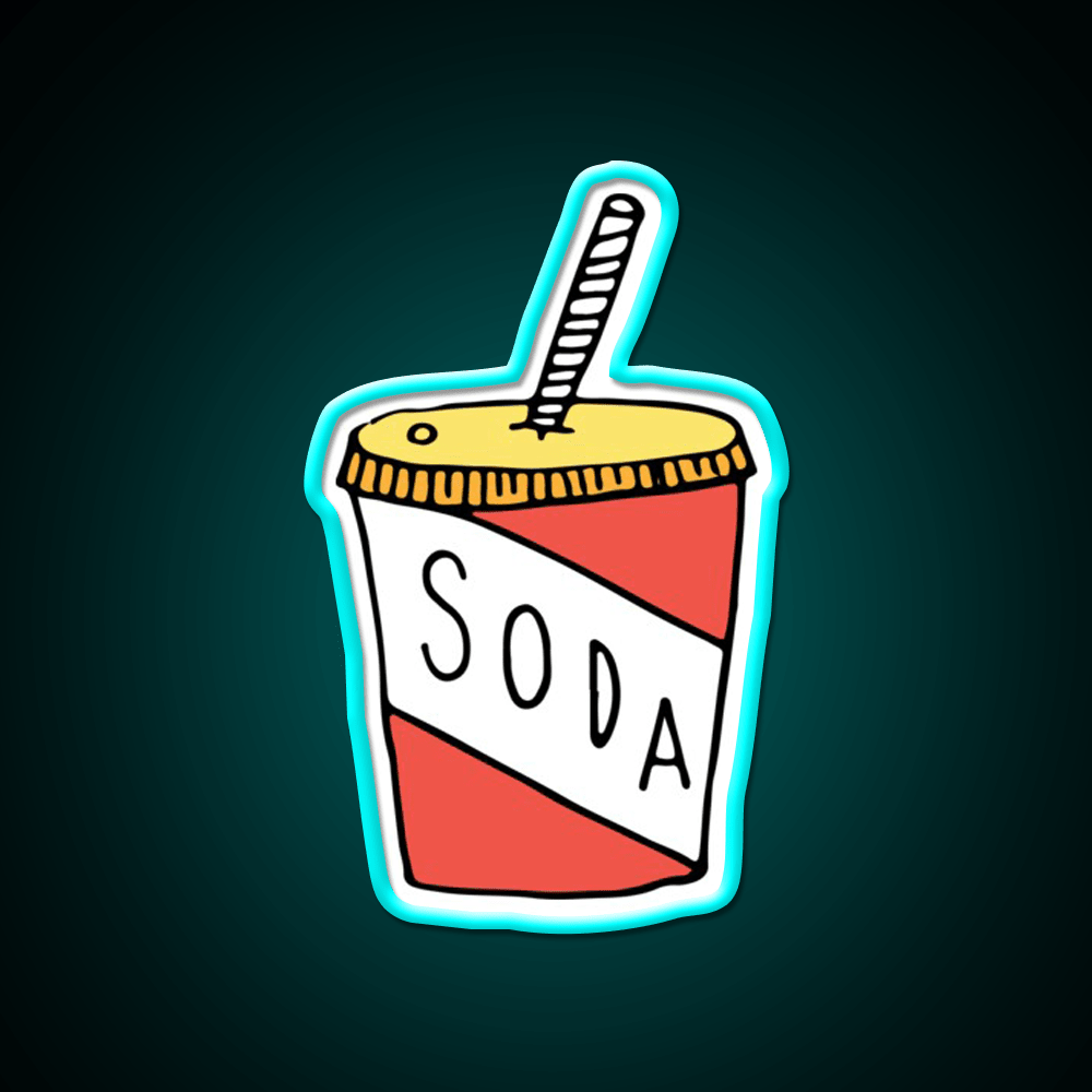 Soda Cup Doodle Fast Food Led Neon Sign For Burger Place Rgb Color - Shineneon