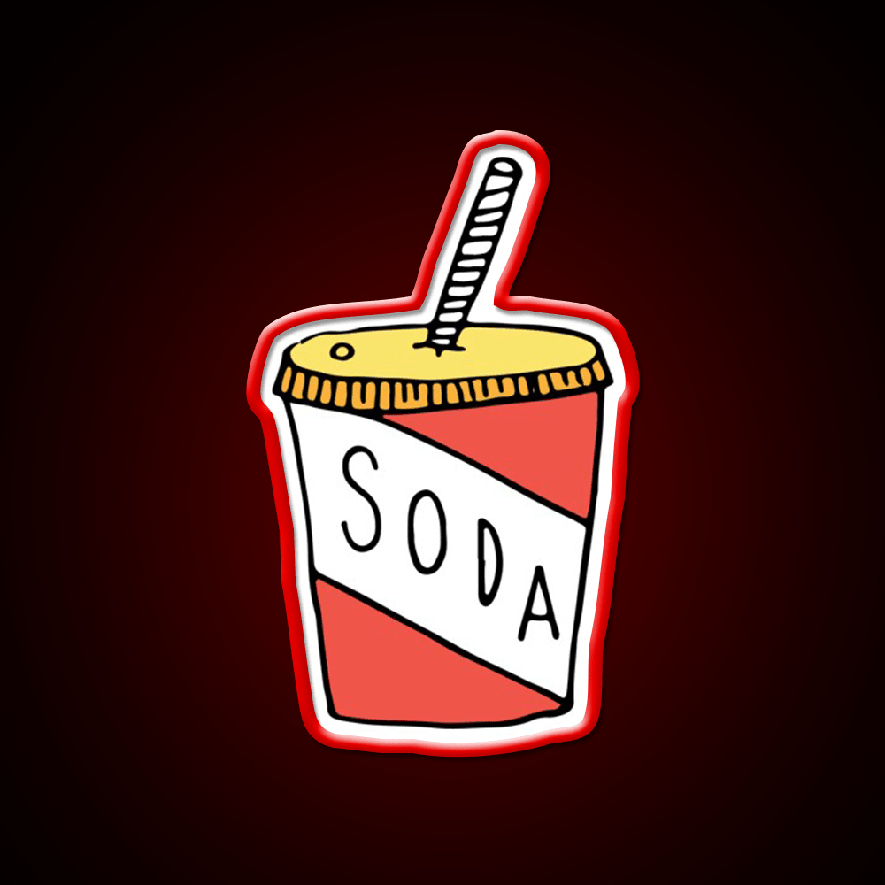 Soda Cup Doodle Fast Food Led Neon Sign For Burger Place Rgb Color - Shineneon