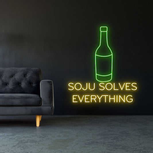 Soju Solves Everything Led Sign