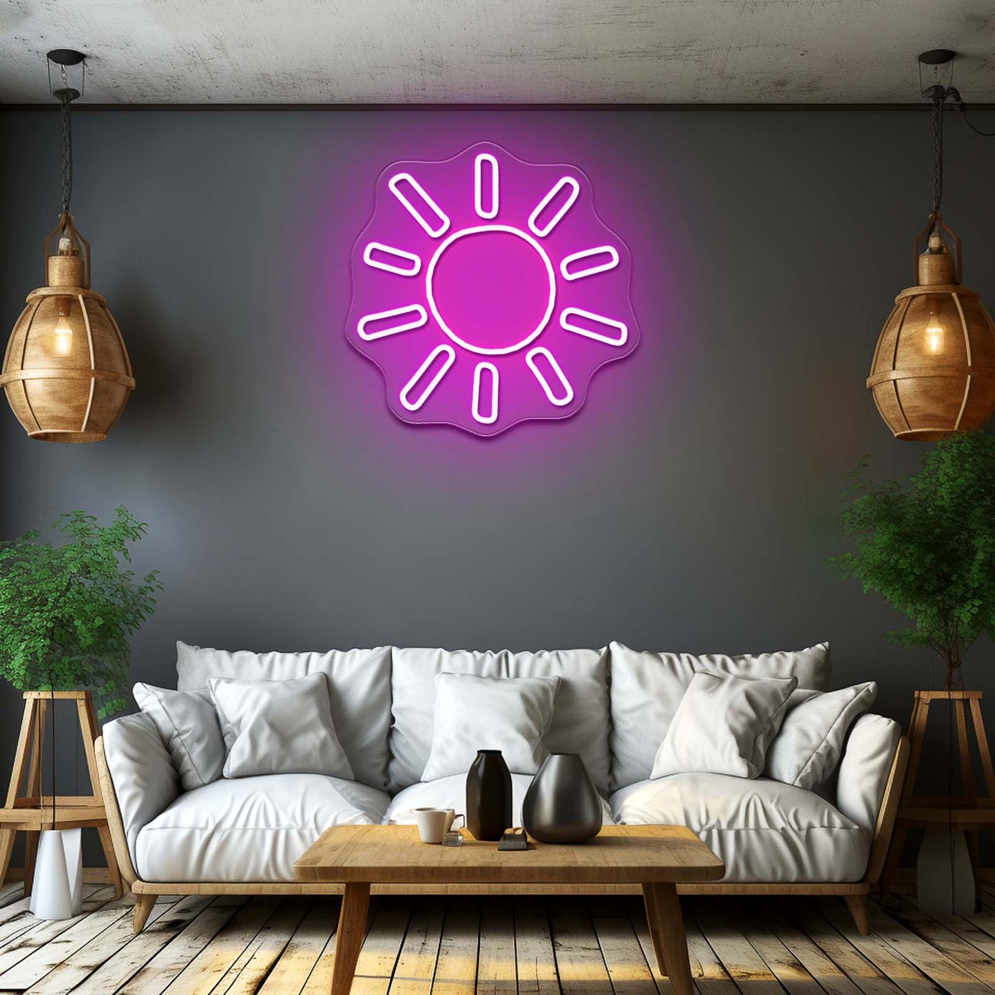 Solar Burst Sunny Led Neon Signs Wall Art