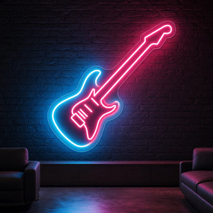 Solid Body Electric Guitar LED Neon Sign Garage Man Cave Neon Sign real lifestyle scene