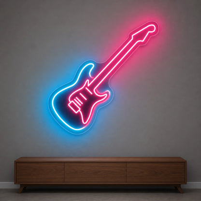 Solid Body Electric Guitar LED Neon Sign Garage Man Cave Neon Sign size image