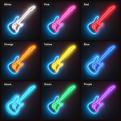Solid Body Electric Guitar LED Neon Sign Garage Man Cave Neon Sign color grid