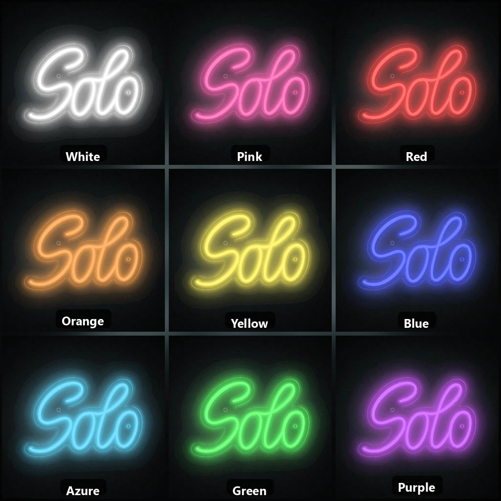 Solo LED Neon Sign Garage Man Cave Neon Sign color grid