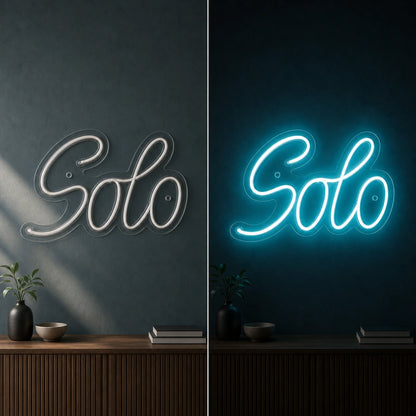 Solo LED Neon Sign Garage Man Cave Neon Sign day and night comparison