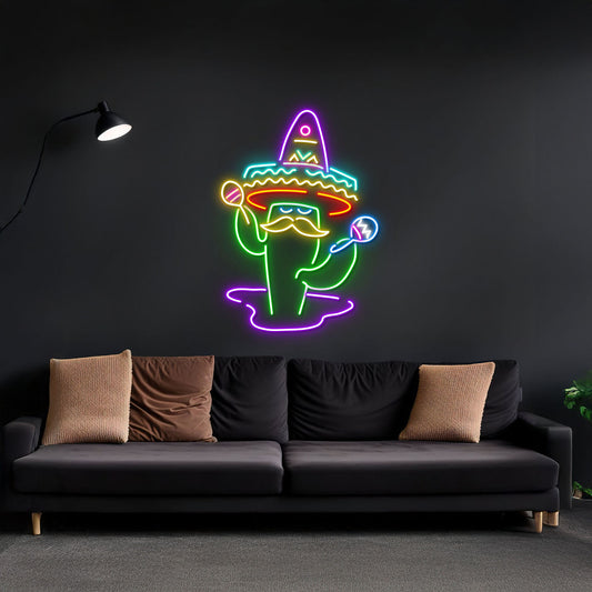 Sombrero Hat Cactus Led Neon Light