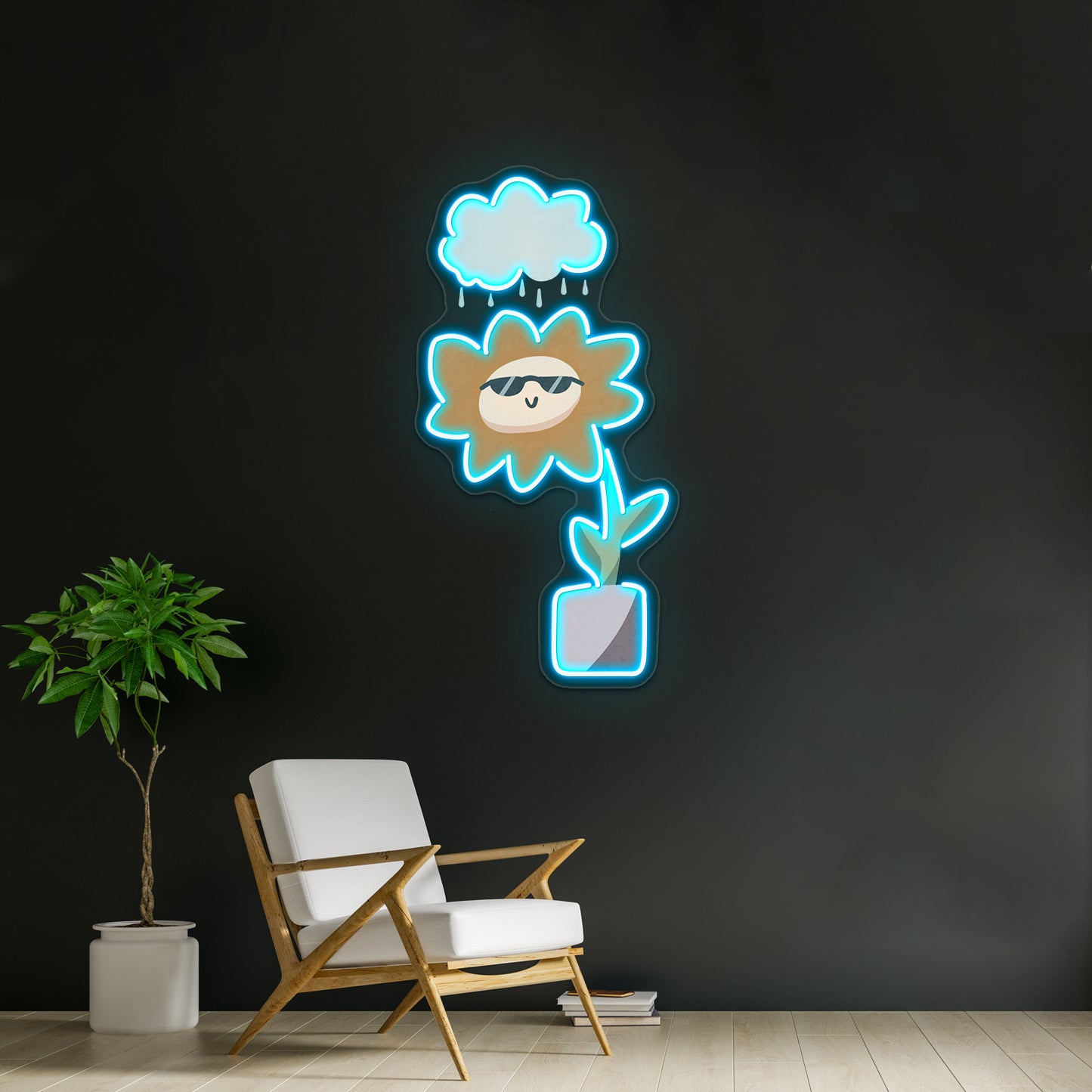 Sometimes Sad Always Rad Flower Mental Health Artwork Custom Led Signs