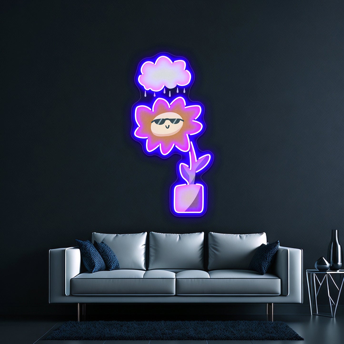 Sometimes Sad Always Rad Flower Mental Health Artwork Custom Led Signs