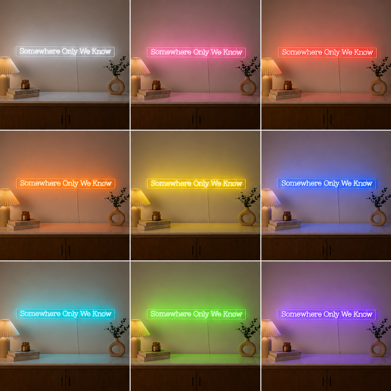 Somewhere Only Know Wall Decor LED Neon Sign color grid