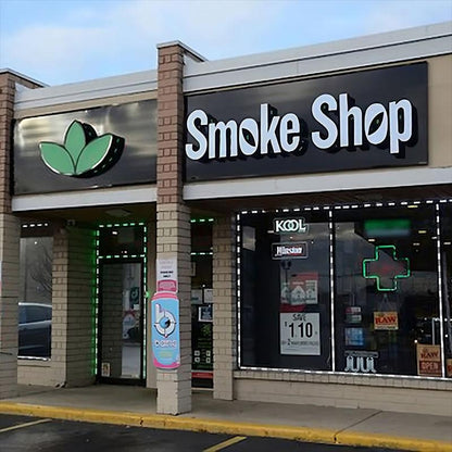 Somke Shop With Leave Logo 3D Frontlit Letters Metal Led Sign