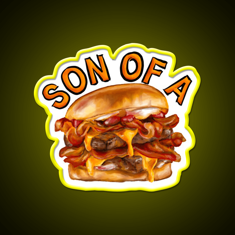 Son Of A Baconator Fast Food Led Neon Sign For Burger Place Rgb Color - Shineneon