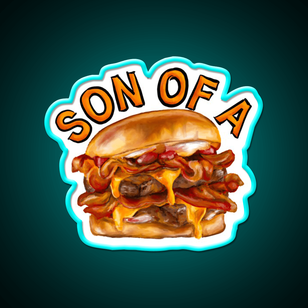 Son Of A Baconator Fast Food Led Neon Sign For Burger Place Rgb Color - Shineneon