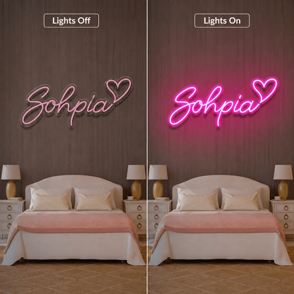 Sophia LED Neon Sign - 06 Day Night Comparison