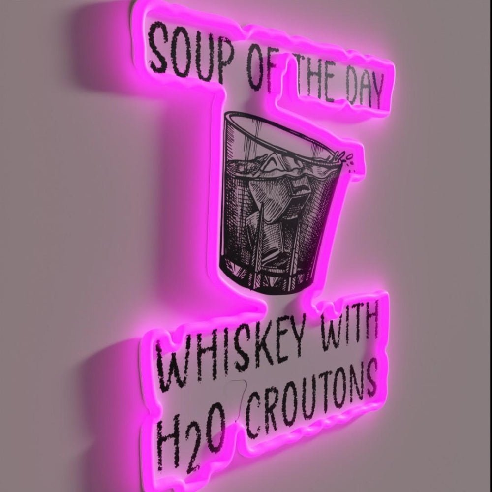 Soup Of The Day Whiskey With H2o Croutons Whisky Rgb Led Neon Sign - Shineneon