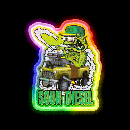 Sour Diesel Hemp Inspired Green Leaf Led Neon Sign Room Light Sign Rgb Color - LED neon sign close-up detail