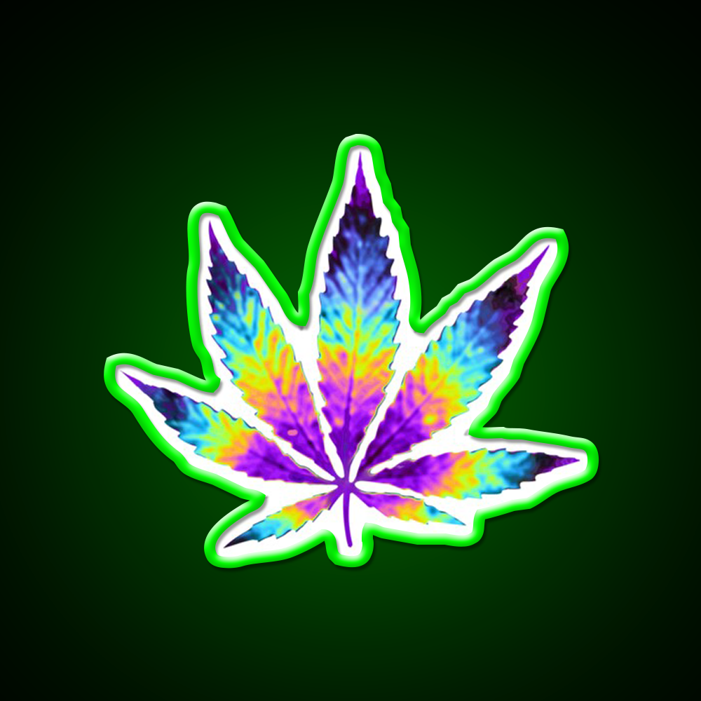 Sour Diesel Holo Leaf Hemp Inspired Green Leaf Led Neon Sign Rgb Color - LED neon sign view 8