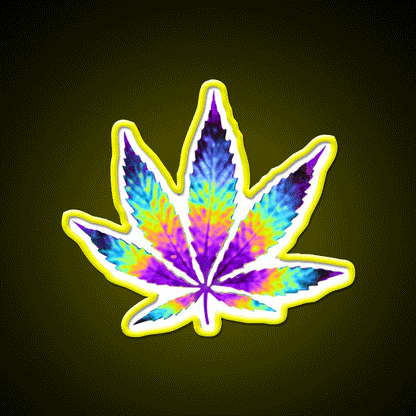 Sour Diesel Holo Leaf Hemp Inspired Green Leaf Led Neon Sign Rgb Color - Custom LED neon sign front view