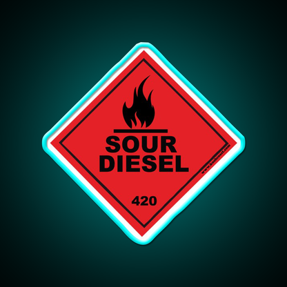 Sour Diesel Strain Art Hemp Inspired Green Leaf Led Neon Sign Rgb Color - Size and dimension reference