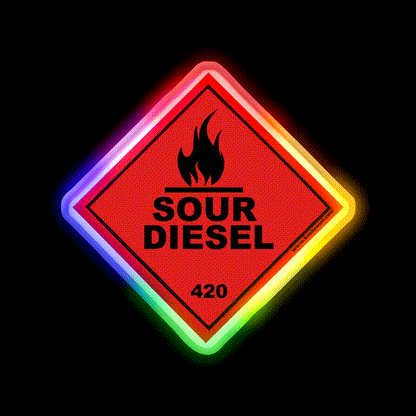 Sour Diesel Strain Art Hemp Inspired Green Leaf Led Neon Sign Rgb Color - LED neon sign close-up detail