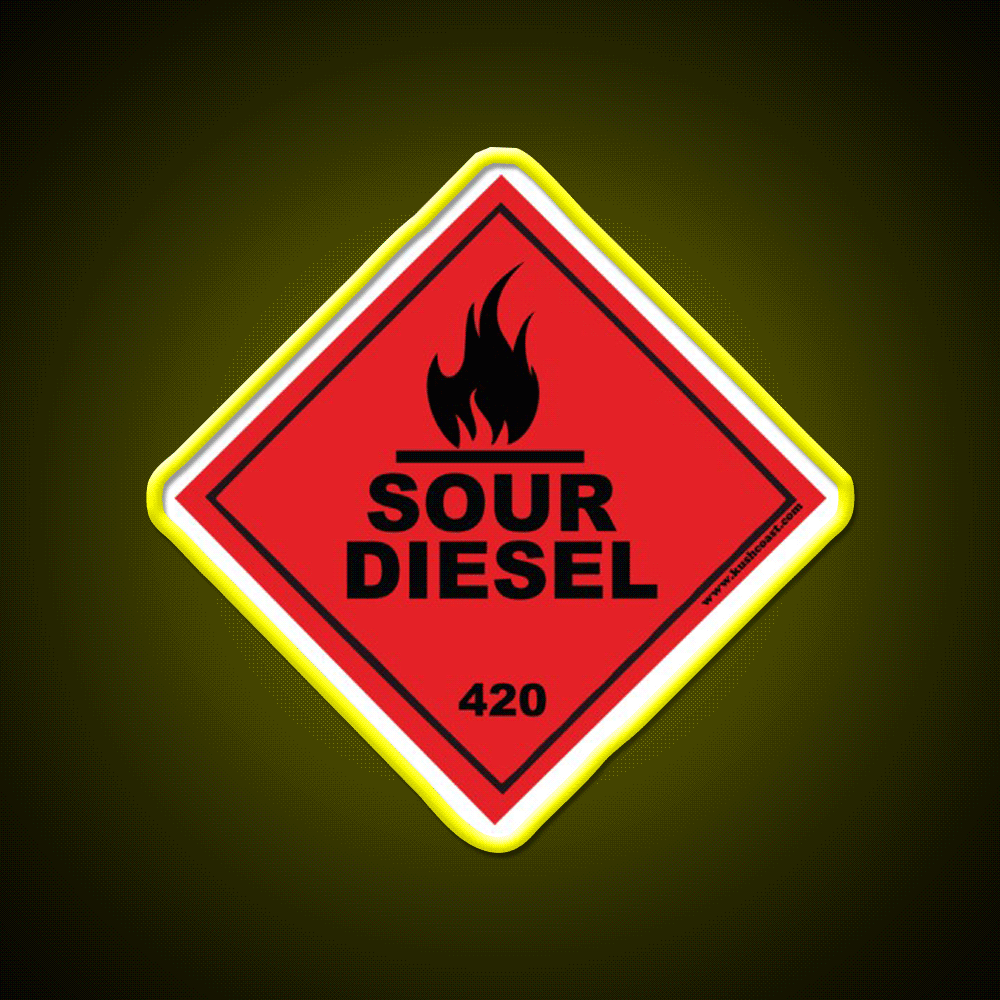 Sour Diesel Strain Art Hemp Inspired Green Leaf Led Neon Sign Rgb Color - Custom LED neon sign front view