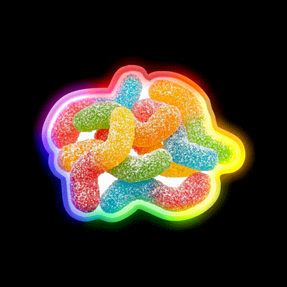 Sour Gummy Worms Snack Food Led Neon Sign Rgb Color - LED neon sign close-up detail