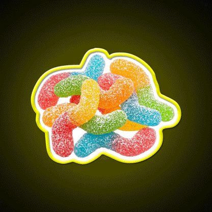Sour Gummy Worms Snack Food Led Neon Sign Rgb Color - Custom LED neon sign front view