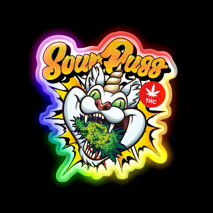 Sour Puss Packs Hemp Inspired Green Leaf Led Neon Sign Rgb Color - LED neon sign close-up detail