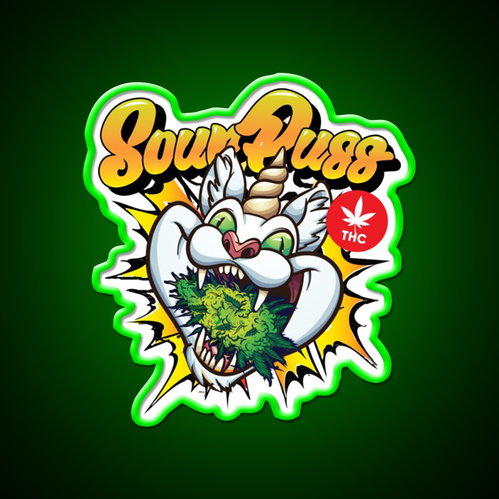 Sour Puss Packs Hemp Inspired Green Leaf Led Neon Sign Rgb Color - LED neon sign view 8