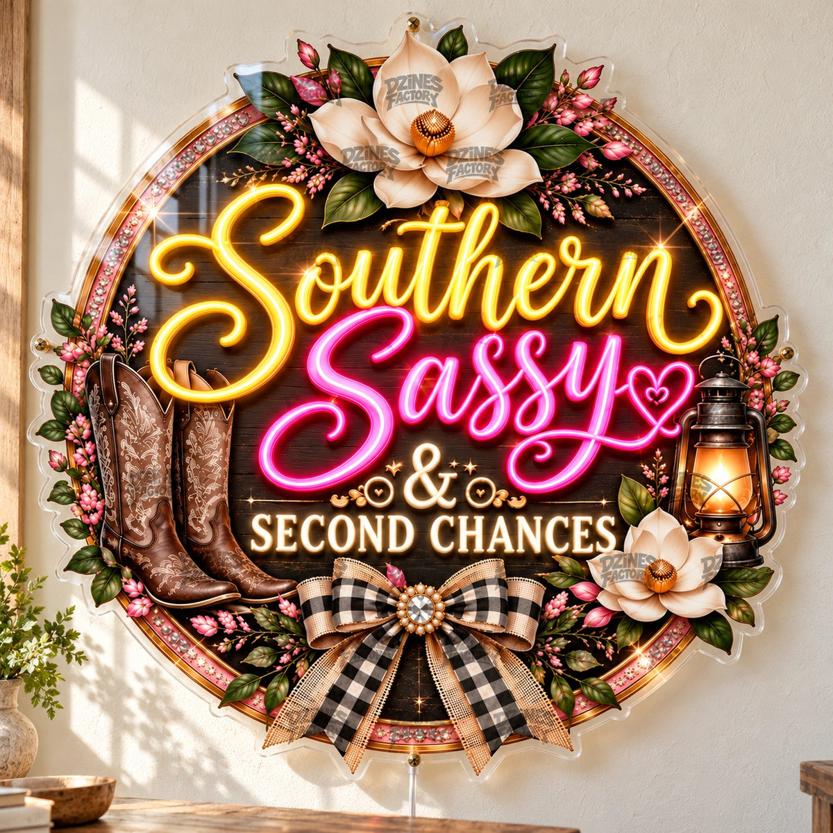 Southern Sassy Custom LED Neon Sign | 9c5c622c001cf514ced1d64ea368faa0b2304ec97bb178ff9a8c9d7486cc07ce | natural_light