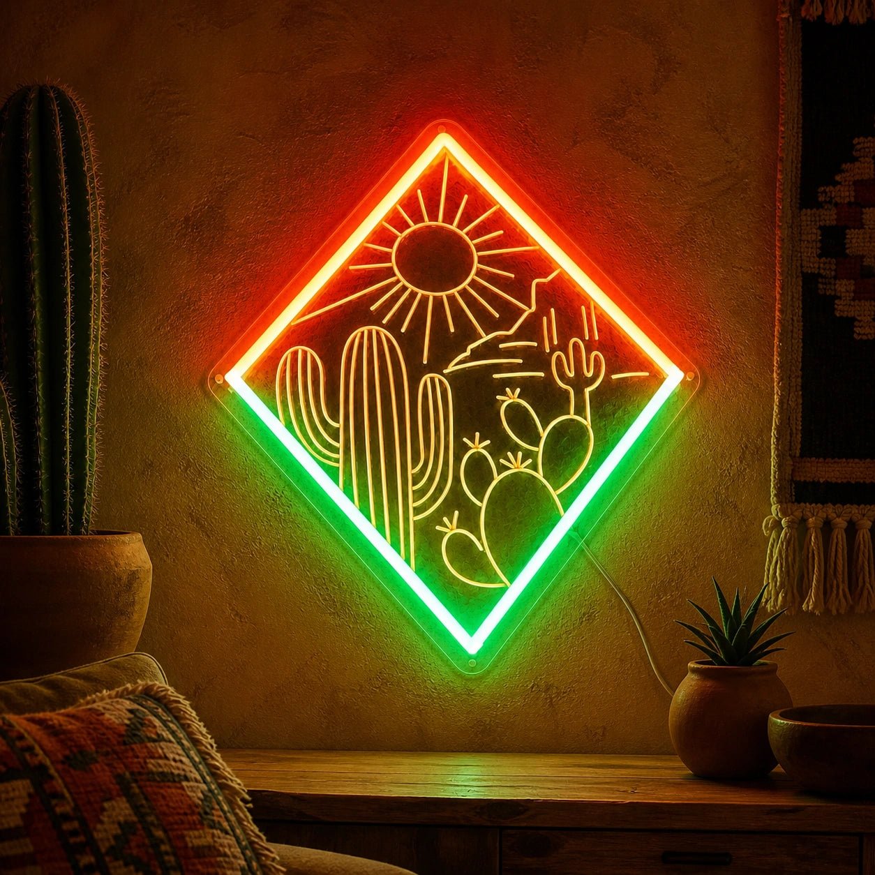 Southwest Cactus Sunset Vintage LED Neon Sign - Shineneon