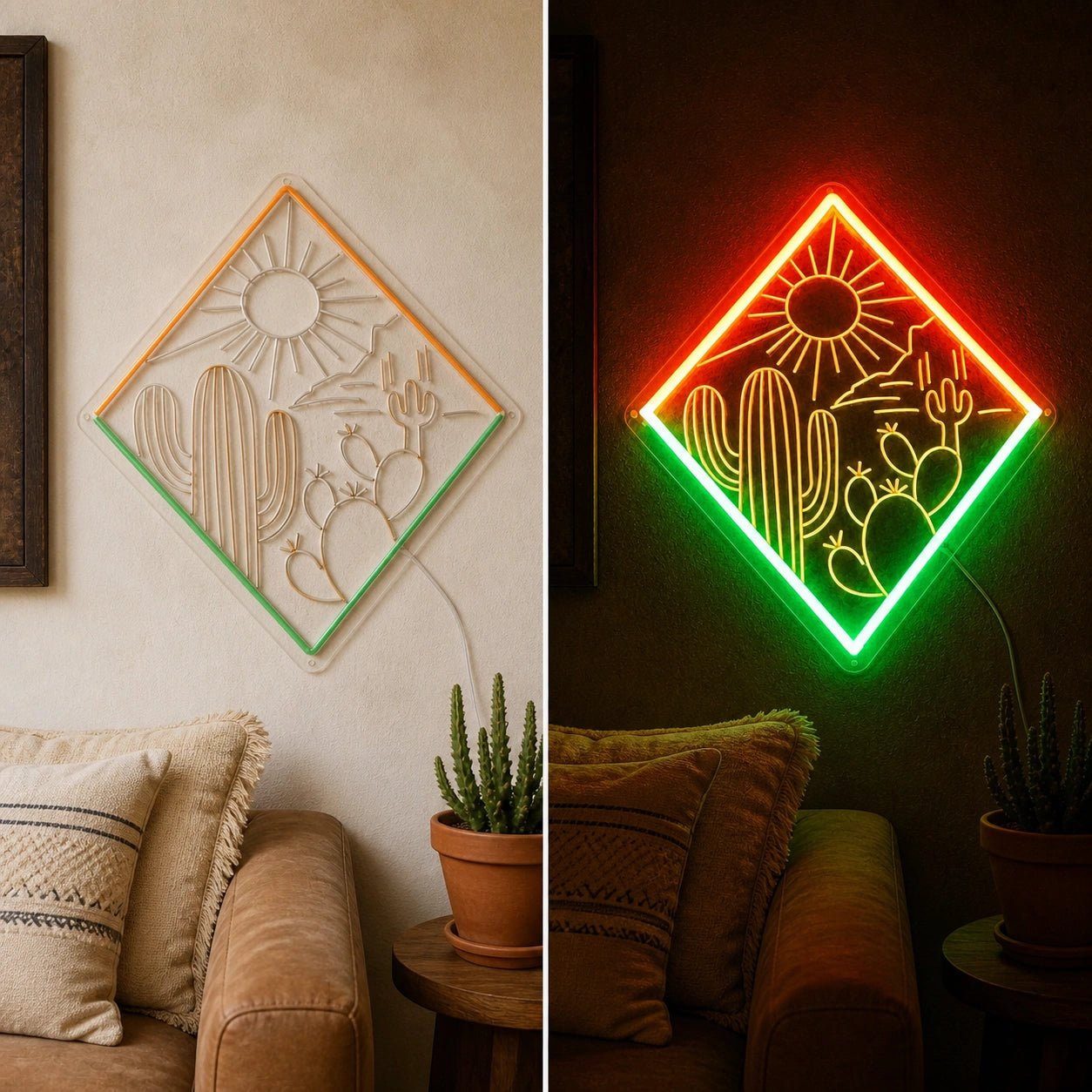 Southwest Cactus Sunset Vintage LED Neon Sign - Shineneon