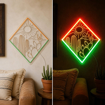 Southwest Cactus Sunset Vintage LED Neon Sign - Shineneon