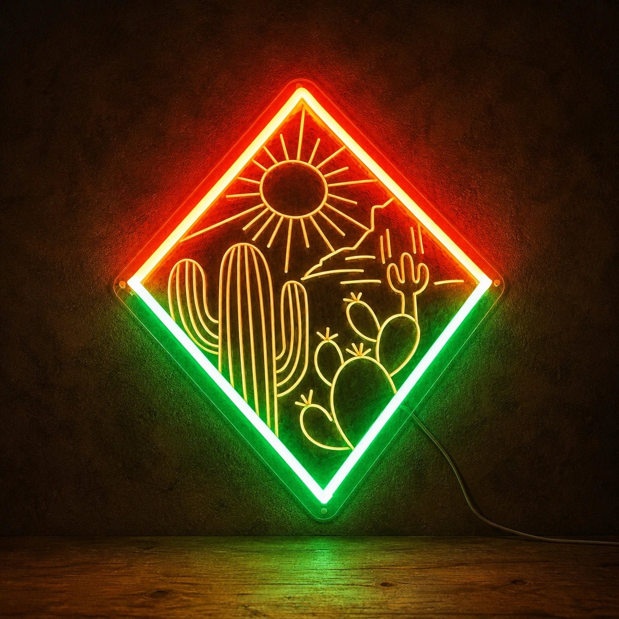 Southwest Cactus Sunset Vintage LED Neon Sign - Shineneon
