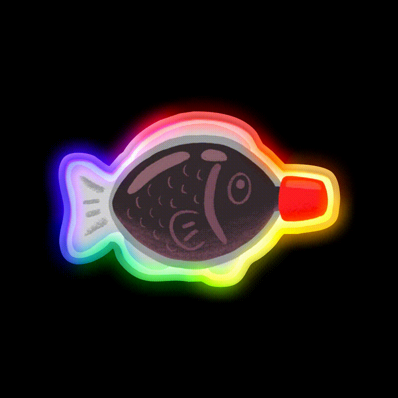 Soy Fish Snack Food Led Neon Sign Rgb Color - LED neon sign close-up detail