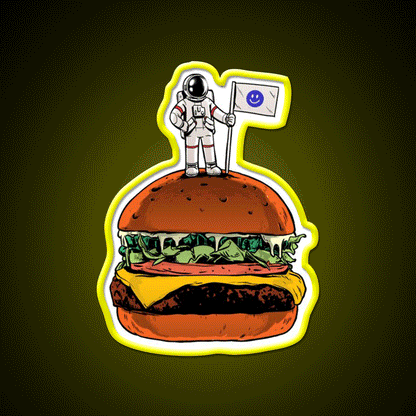 Space Burger Snack Food Led Neon Sign Rgb Color - Custom LED neon sign front view