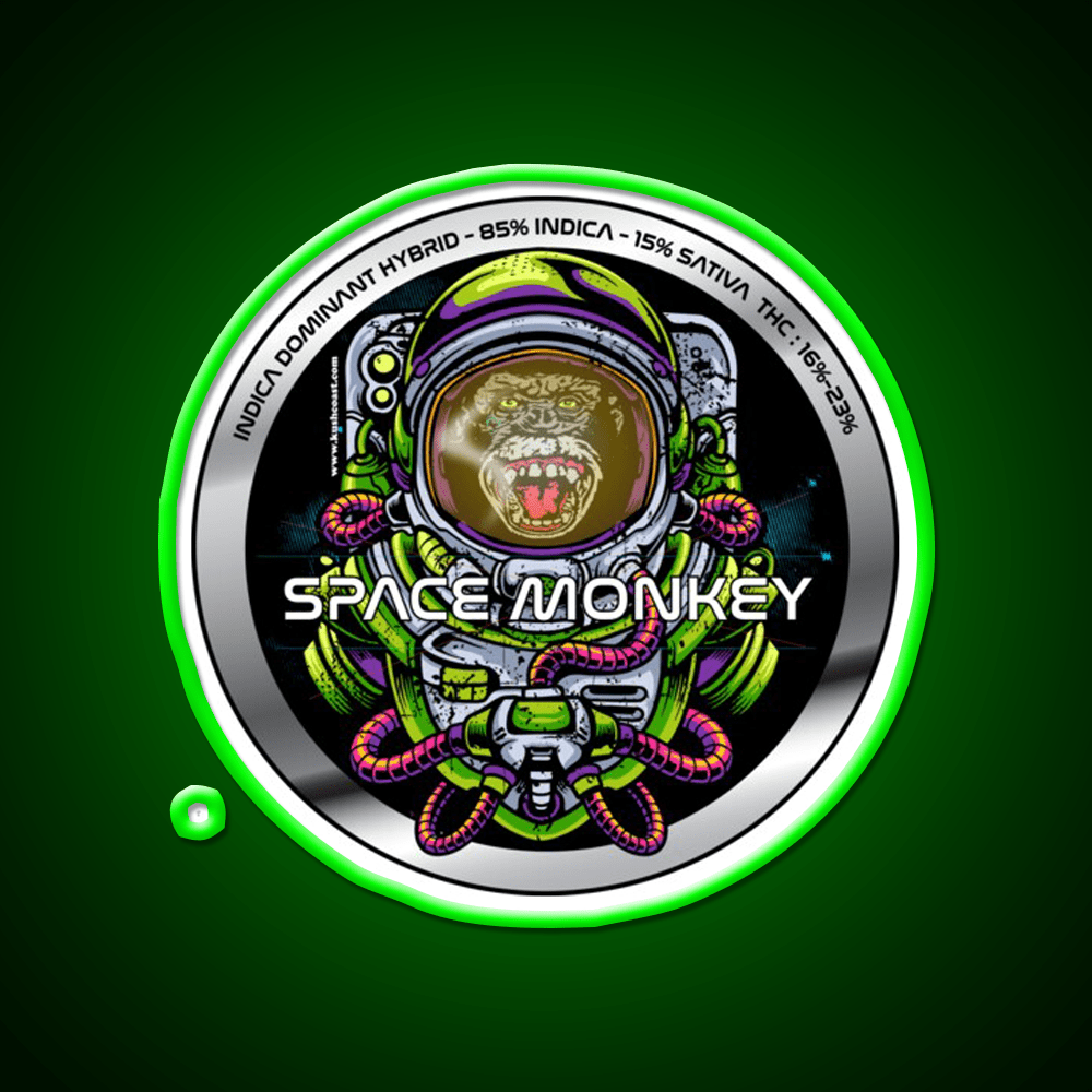Space Monkey Strain Art Hemp Inspired Green Leaf Led Neon Sign Rgb Color - Shineneon
