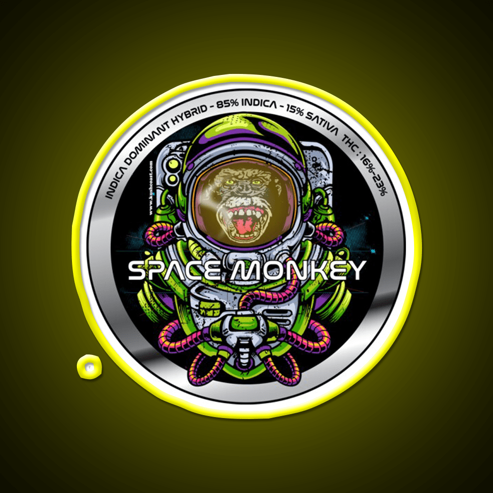 Space Monkey Strain Art Hemp Inspired Green Leaf Led Neon Sign Rgb Color - Shineneon