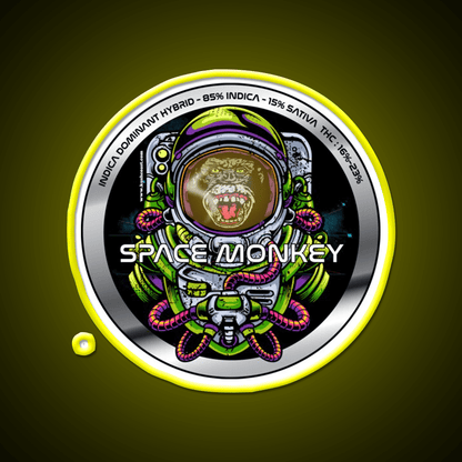 Space Monkey Strain Art Hemp Inspired Green Leaf Led Neon Sign Rgb Color - Shineneon