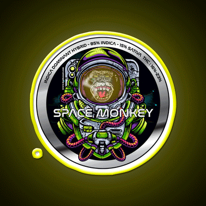 Space Monkey Strain Art Hemp Inspired Green Leaf Led Neon Sign Rgb Color - Custom LED neon sign front view
