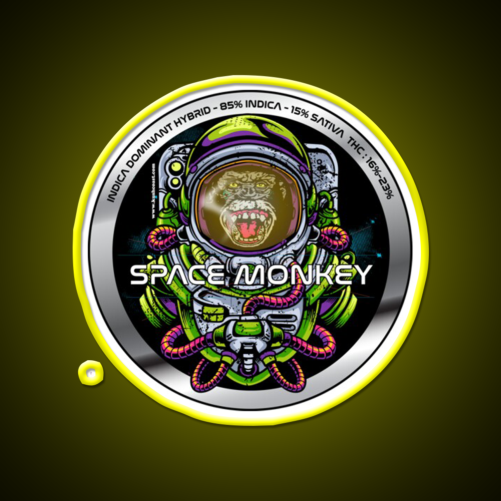 Space Monkey Strain Art Hemp Inspired Green Leaf Led Neon Sign Rgb Color - LED neon sign view 7