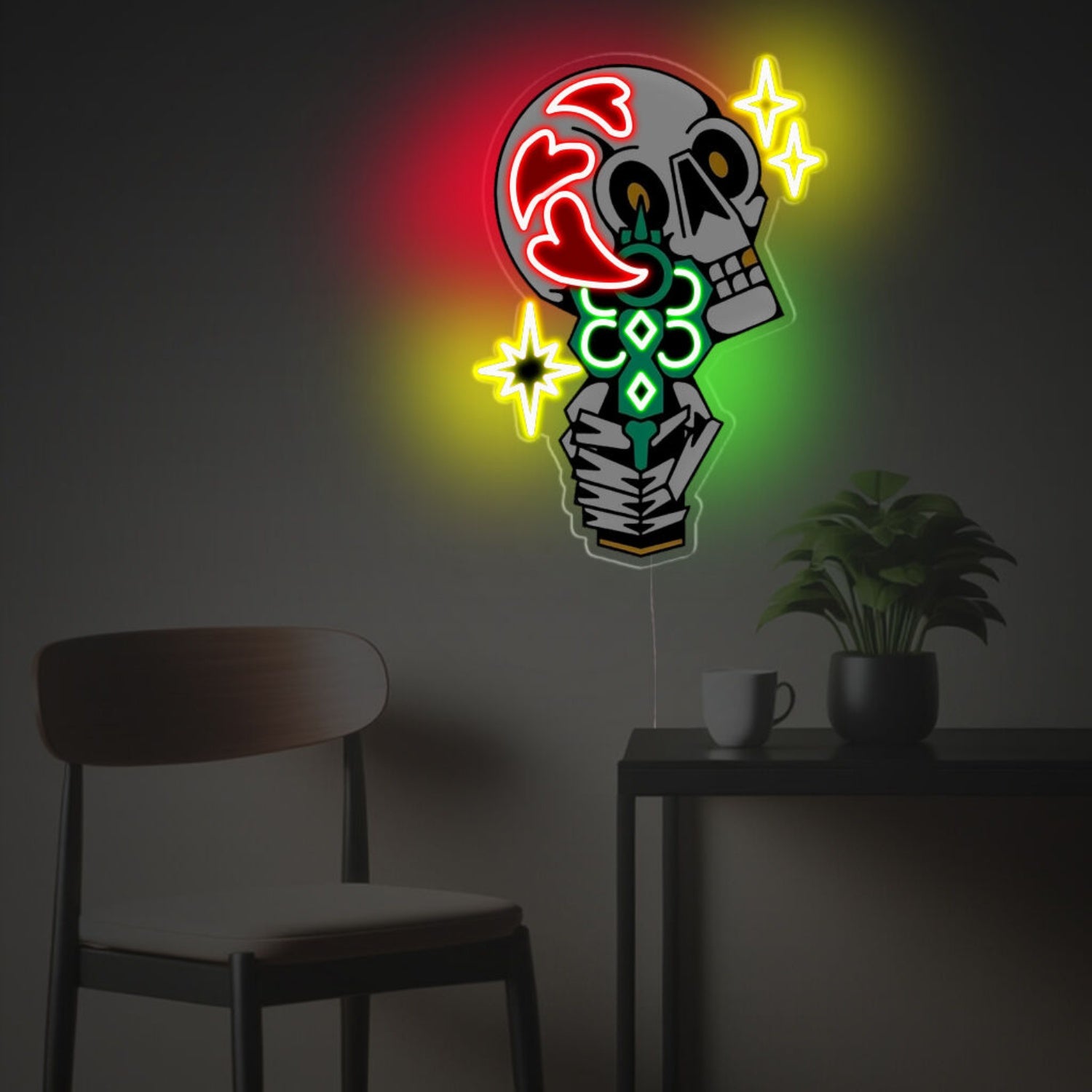 Space Shooting Skull Man Led Neon Acrylic Artwork | Shineneon
