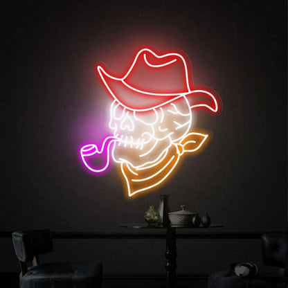 Space With Smoking Skull Neon Lights Sign Handmade Artwork | Shineneon