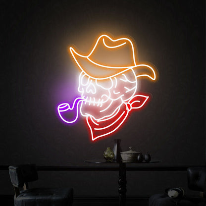 Space With Smoking Skull Neon Lights Sign Handmade Artwork | Shineneon