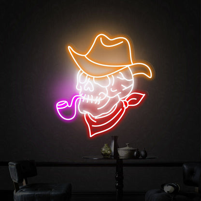Space With Smoking Skull Neon Lights Sign Handmade Artwork | Shineneon