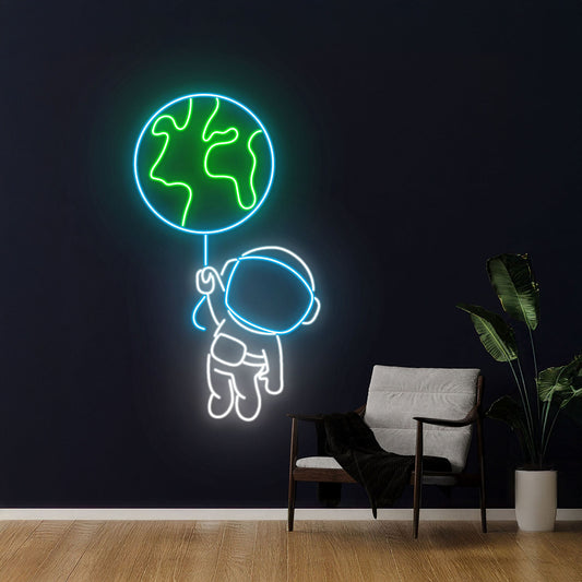 Spaceman Led Light Astronaut Planet Balloon Neon Light