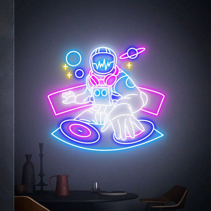 Spaceman Led Neon Sign Dj Astronaut Neon Light Sign Wall - Shineneon